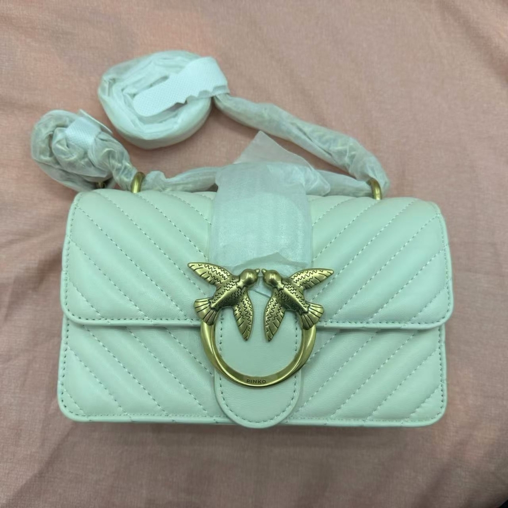 pinko Classic Swallow Necklace Shoulder Bag Oblique span shoulder bag White